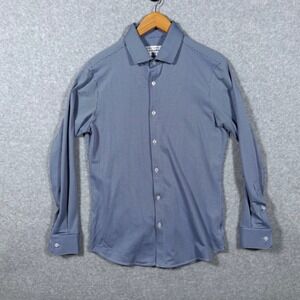 Mizzen Main Spinnaker Blue Gingham Performance Shirt Medium Trim Fit Long Sleeve